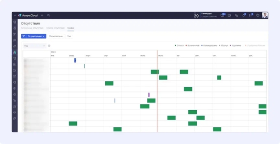 График отсутствий в Аспро.Cloud График отсутствий в Аспро.Cloud