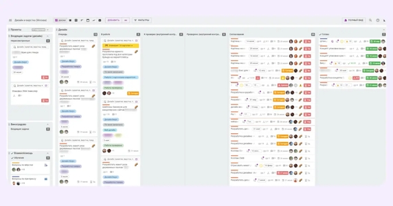 Так выглядит в Kaiten пространство «Дизайн и верстка» Так выглядит в Kaiten пространство «Дизайн и верстка»