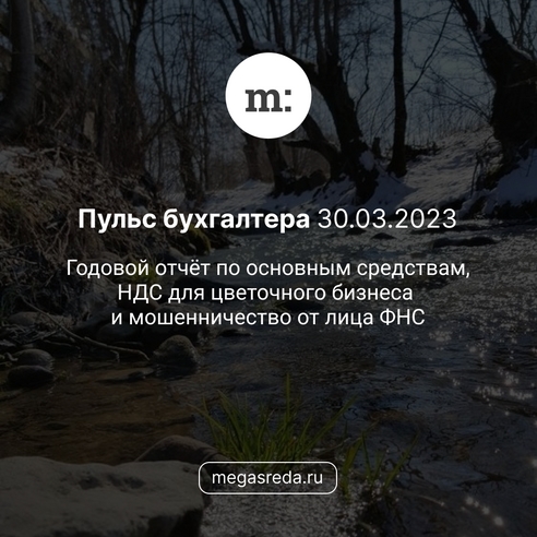 📨 Пульс бухгалтера 30.03.2023: годовой отчёт по основным средствам, НДС для цветочного бизнеса и мошенничество от лица ФНС 📨 Пульс бухгалтера 30.03.2023: годовой отчёт по основным средствам, НДС для цветочного бизнеса и мошенничество от лица ФНС