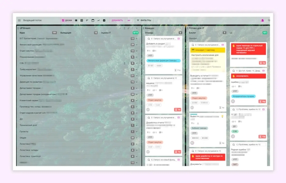 Несколько досок для работы над заявками L3 собраны на одном пространстве Несколько досок для работы над заявками L3 собраны на одном пространстве