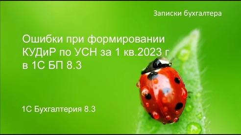 Ошибки при заполнении КУДиР по УСН за 1 квартал 2023 года в 1С:БП 8.3